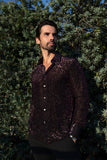 Barabas Wholesale Men's See Through Floral Long Sleeve Button Down Shirt 3SVL17 Black
