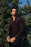 Barabas Wholesale Men's See Through Floral Long Sleeve Button Down Shirt 3SVL17 Black