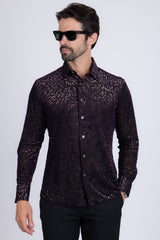 Barabas Wholesale Men's See Through Floral Long Sleeve Button Down Shirt 3SVL17 Black
