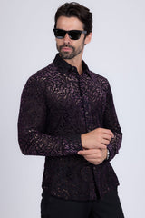 Barabas Wholesale Men's See Through Floral Long Sleeve Button Down Shirt 3SVL17 Black