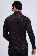 Barabas Wholesale Men's See Through Floral Long Sleeve Button Down Shirt 3SVL17 Black