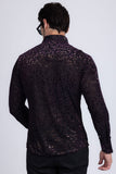 Barabas Wholesale Men's See Through Floral Long Sleeve Button Down Shirt 3SVL17 Black