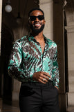 Barabas Wholesale Men's See Through Tiger Long Sleeve Button Down Shirt 3SVL22 Green