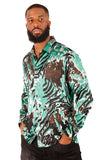 Barabas Wholesale Men's See Through Tiger Long Sleeve Button Down Shirt 3SVL22 Green