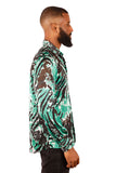 Barabas Wholesale Men's See Through Tiger Long Sleeve Button Down Shirt 3SVL22 Green