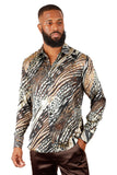 Barabas Wholesale Men's See Through Leopard Long Sleeve Button Down Shirt 3SVL25 Multicolor