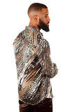 Barabas Wholesale Men's See Through Leopard Long Sleeve Button Down Shirt 3SVL25 Multicolor