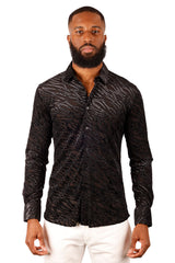 Barabas Wholesale Men's See Through Floral Long Sleeve Button Down Shirt 3SVL27 Silver