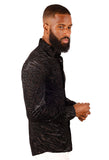 Barabas Wholesale Men's See Through Floral Long Sleeve Button Down Shirt 3SVL27 Silver