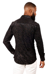 Barabas Wholesale Men's See Through Floral Long Sleeve Button Down Shirt 3SVL27 Silver