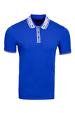 Vassari Men's Greek Key Collar Stretch Polo Shirt 3VP635 Royal