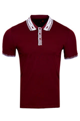 Vassari Men's Greek Key Collar Stretch Polo Shirt 3VP635 Wine