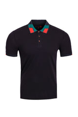 Vassari Men's Solid Color Pattern Short Sleeve Polo Shirts 3VP636 Black