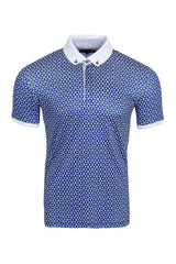 Vassari Men's Diamond Pattern Button-Down Collar Polo Shirts  3VR618 Blue