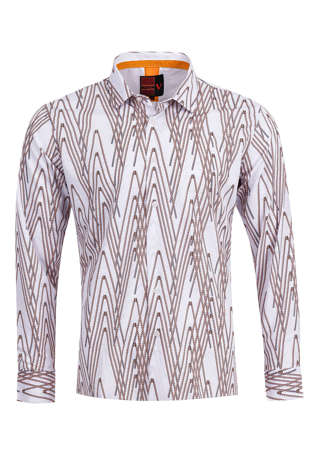 Vassari Men's Geometric Patter Design Long Sleeve Shirt 3VS10