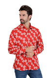 Vassari Men's Greek Key Pattern Geometric Long Sleeve Shirts 3VS11 Red