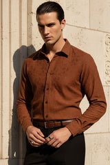 Barabas Wholesale Men's Lace See Through Stretch Sheer Long Sleeve Shirts 3B25 Nutshell