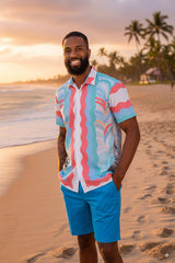 Barabas Wholesale Men's Geometric Tiger Button Down Short Sleeve Shirts 4sst30 Multi