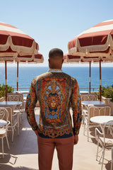 Barabas Wholesale Men's Rhinestone Medusa Long Sleeve Shirts 3SPR429 Multi