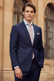 Barabas Wholesale Men's Brushed Cotton Notched Lapel Matt Suit 3SU02 Navy