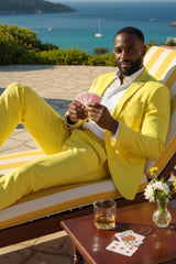 Barabas Wholesale Men's Brushed Cotton Notched Lapel Matt Suit 3SU02 Yellow