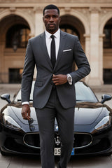 Barabas Wholesale Men's Brushed Cotton Notched Lapel Matt Suit 3SU02 Charcoal