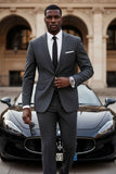 Barabas Wholesale Men's Brushed Cotton Notched Lapel Matt Suit 3SU02 Charcoal