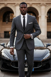 Barabas Wholesale Men's Brushed Cotton Notched Lapel Matt Suit 3SU02 Charcoal