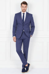 Barabas Wholesale Men's Brushed Cotton Notch Lapel Matte Casual Suit 3SU02 Blue