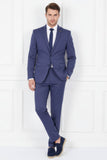 Barabas Wholesale Men's Brushed Cotton Notch Lapel Matte Casual Suit 3SU02 Blue