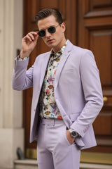 Barabas Wholesale Men's Brushed Cotton Notched Lapel Matt Suit 3SU02 Laveder