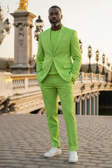 Barabas Wholesale Men's Brushed Cotton Notch Lapel Matte Casual Suit 3SU02 Lime