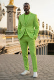 Barabas Wholesale Men's Brushed Cotton Notch Lapel Matte Casual Suit 3SU02 Lime