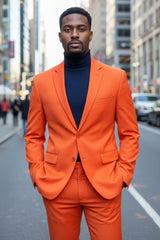 Barabas Wholesale Men's Brushed Cotton Notched Lapel Matt Suit 3SU02 orange