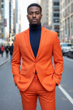 Barabas Wholesale Men's Brushed Cotton Notched Lapel Matt Suit 3SU02 orange