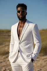 Barabas Wholesale Men's Brushed Cotton Notched Lapel Matt Suit 3SU02 White