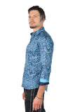 Barabas Wholesale men's printed paisley blue green button down dress Shirt 4501 Green