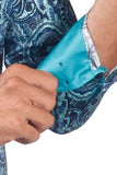Barabas Wholesale men's  printed paisley blue green button down dress Shirt 4501