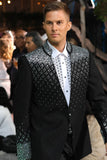 Barabas Wholesale Men's Geometric Pattern Rhinestone Henley Lapel Blazer 4EBL53 Black Silver