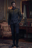 Barabas Wholesale Men's Rhinestones Jewels Long Sleeve Shirt 4B06 Black Gold