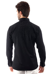 Barabas Wholesale Men's Rhinestones Jewels Long Sleeve Shirt 4B06 Black