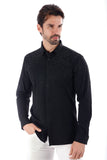Barabas Wholesale Men's Rhinestones Jewels Long Sleeve Shirt 4B06 Black