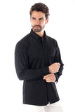 Barabas Wholesale Men's Rhinestones Jewels Long Sleeve Shirt 4B06 Black