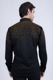 Barabas Wholesale Men's Rhinestones Jewels Long Sleeve Shirt 4B06 Black Gold