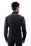 Barabas Wholesale Men's Rhinestones Jewels Long Sleeve Shirt 4B06 Black Silver