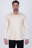 Barabas Men's Rhinestones Jewels Long Sleeve Shirt 4B06 Cream