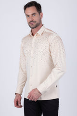 Barabas Men's Rhinestones Jewels Long Sleeve Shirt 4B06 Brass