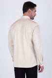 Barabas Men's Rhinestones Jewels Long Sleeve Shirt 4B06 Beige