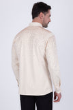 Barabas Wholesale Men's Rhinestones Jewels Long Sleeve Shirt 4B06 Beige