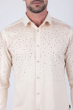 Barabas Wholesale Men's Rhinestones Jewels Long Sleeve Shirt 4B06 Cream Brass